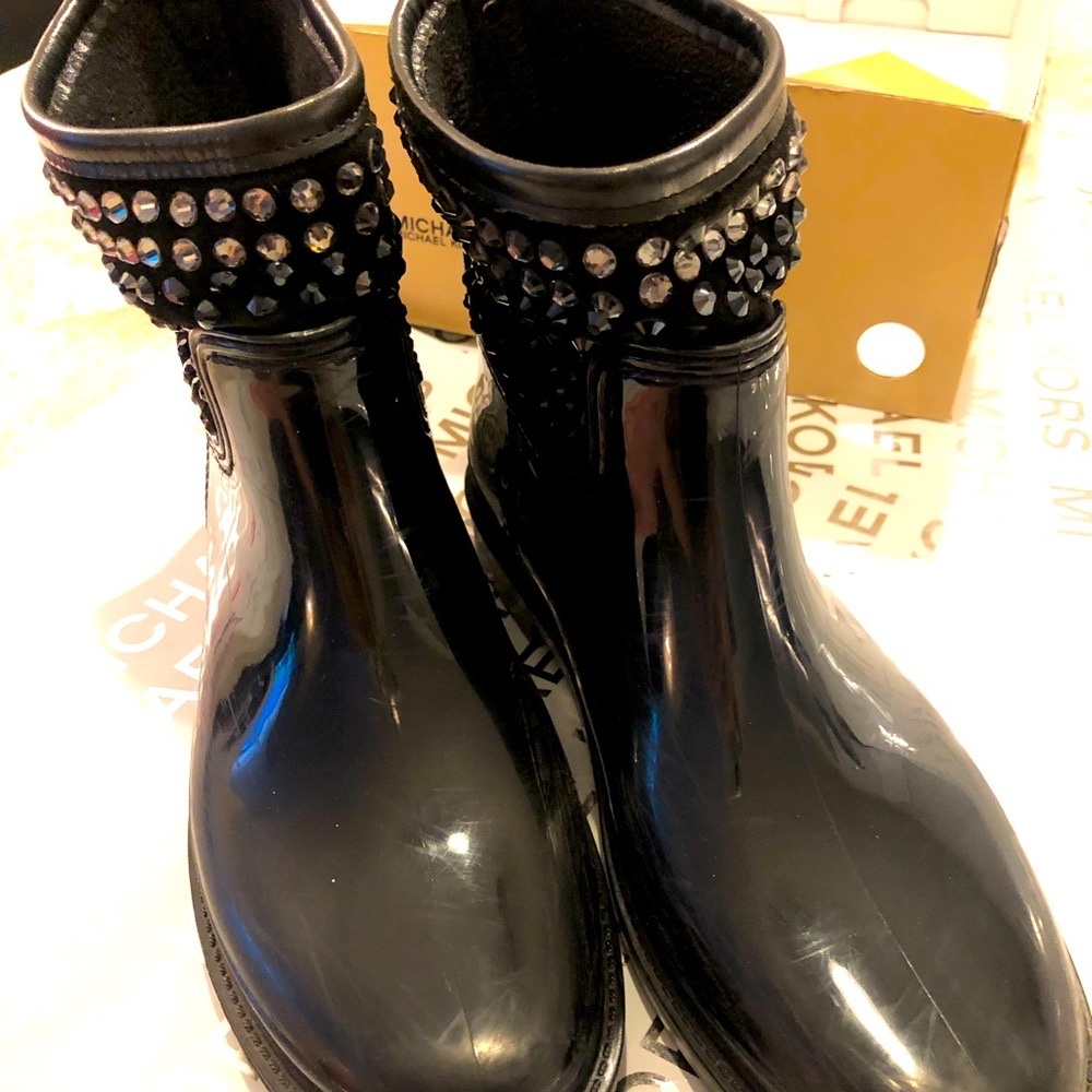 Michael Kors Bling Ankle Rain boots Dani Size 7 Black